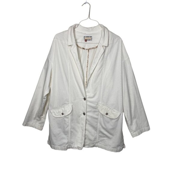 Anthropologie Pilcro Oversized Corduroy Blazer Jacket Ivory Size Large - Picture 1 of 10